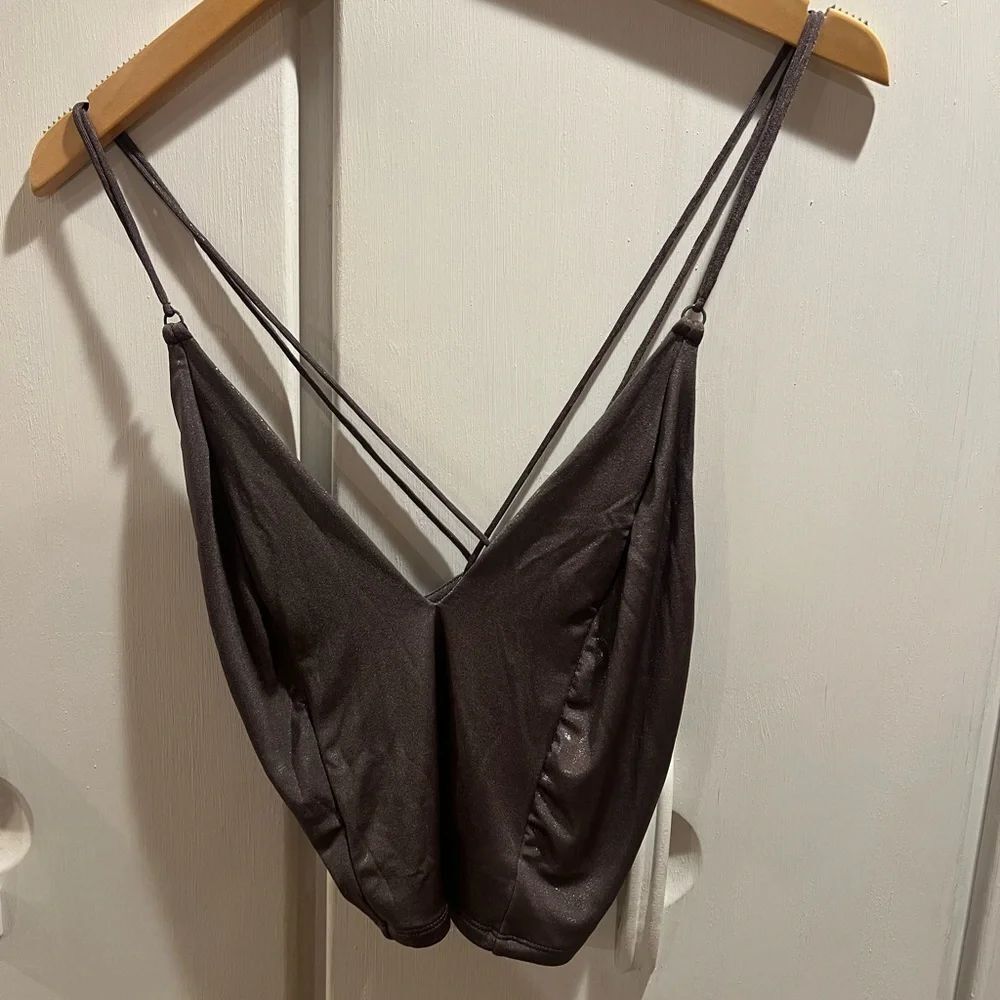 Free People Charcoal Strappy Tank Top